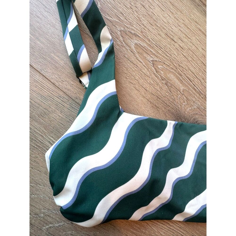 Andie Collection for Target Bikini Swim Top Women's XS Green White Wavy Stripes